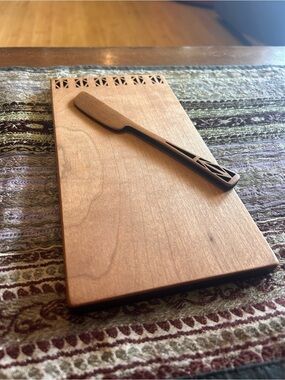 Moonspoon Butter Board & Spreader. Cheese Board. Handmade USA. Cherry Wood.